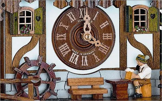 12.5" Musical Beer Drinker Eight Day Black Forest German Cuckoo Clock