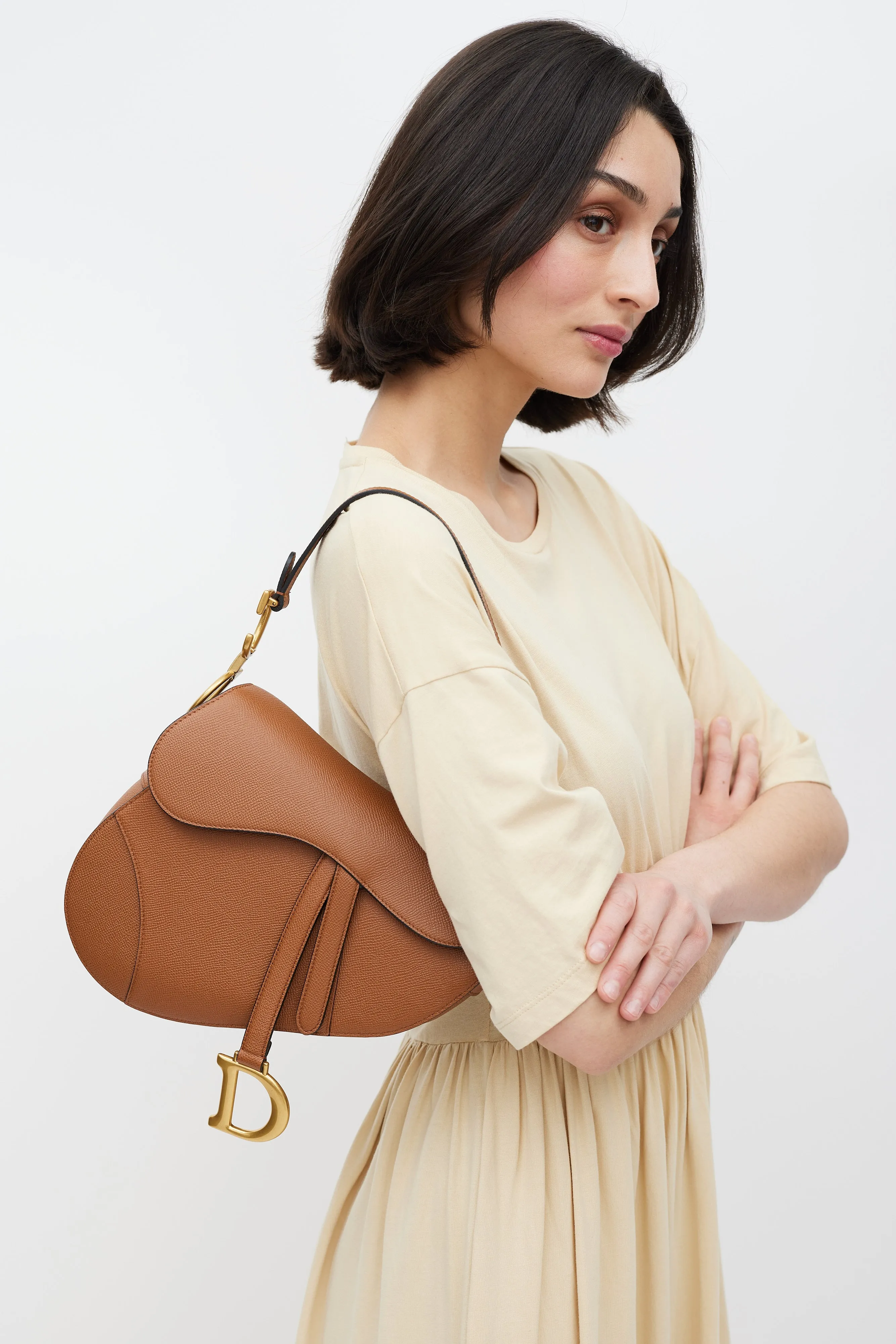 2022 Brown Leather Classic Saddle Bag