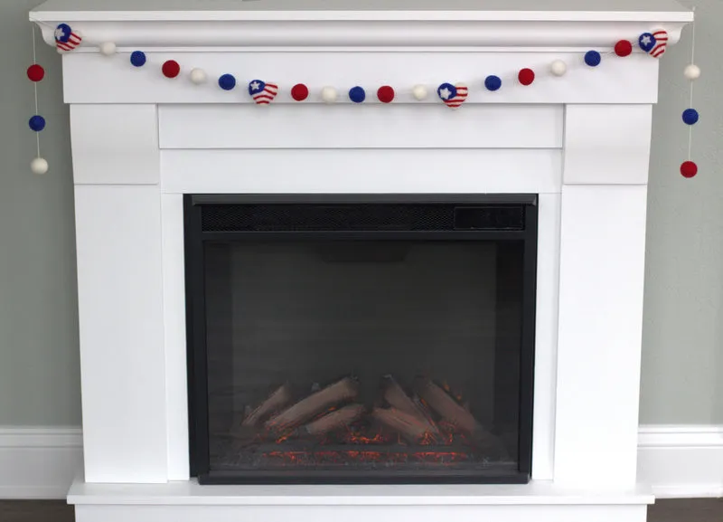 American Flag Hearts Garland- Red White & Blue