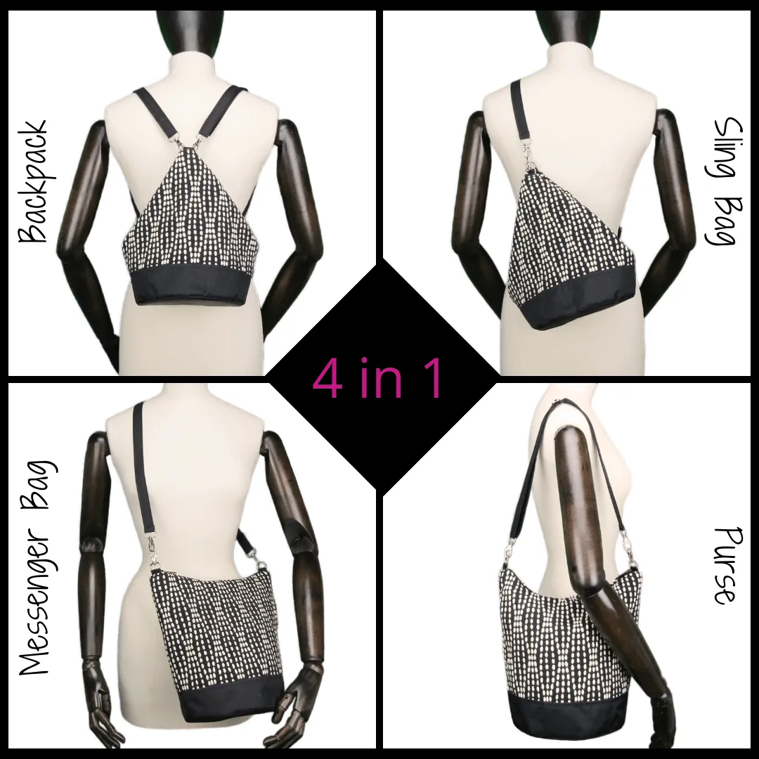 Black Nylon | Dark Grey Nylon | Convertible Backpack Purse
