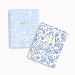 Blue Garden   Cream Dots Pocket Notebook Set