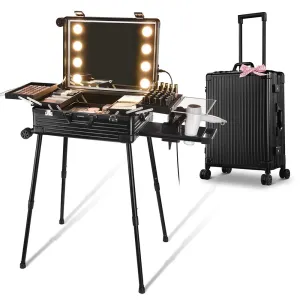 Byootique Makeup Trolley Case with Lighted Mirror & Stand