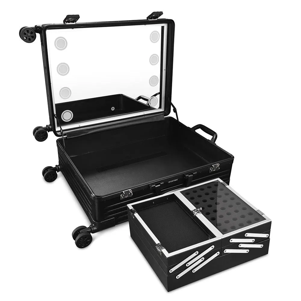 Byootique Makeup Trolley Case with Lighted Mirror & Stand