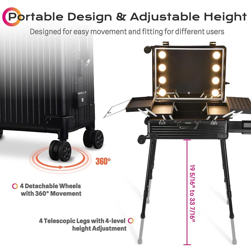 Byootique Makeup Trolley Case with Lighted Mirror & Stand