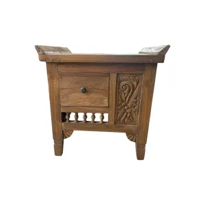 Carved Teak Nightstand 20” x 20”