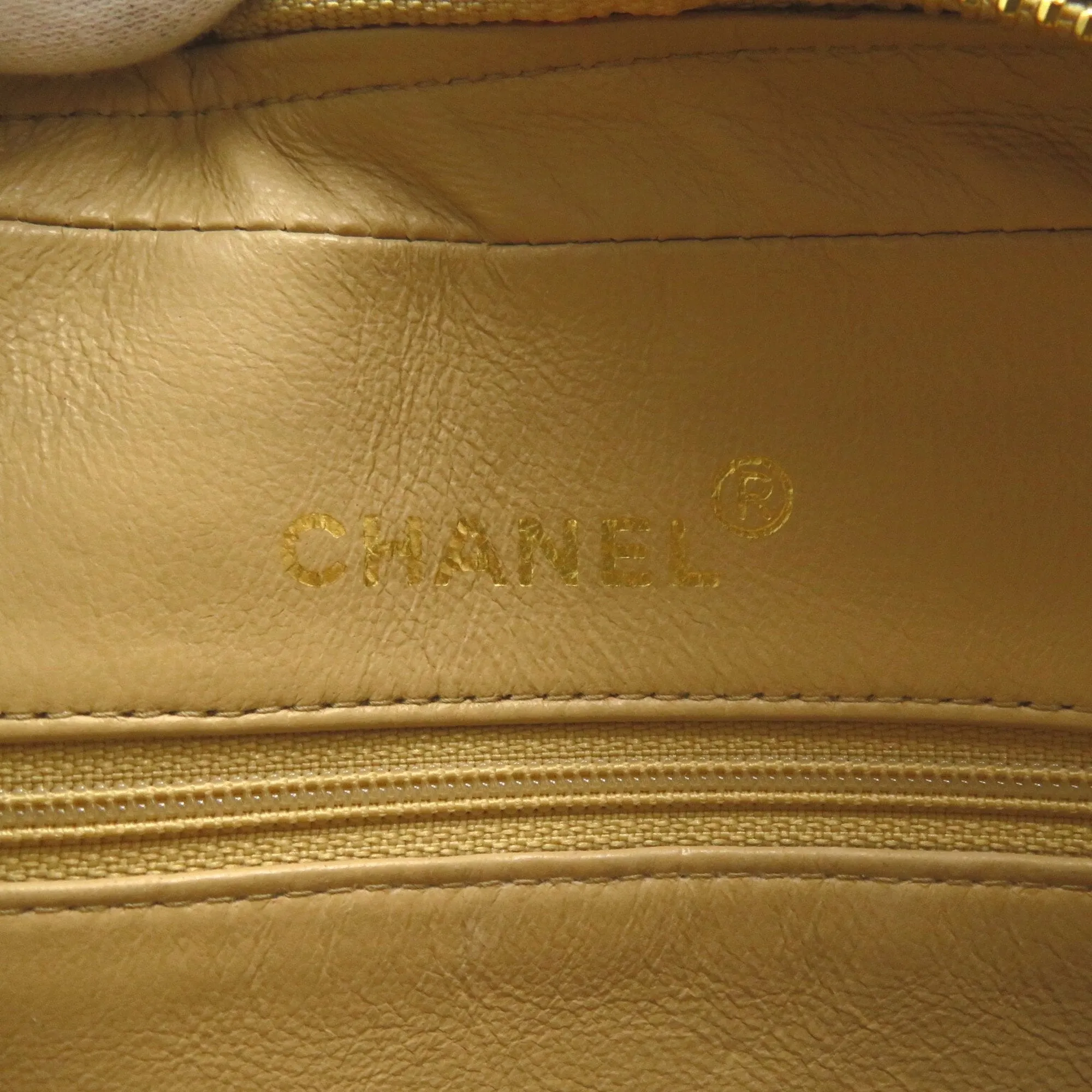 CHANEL ChainShoulder with fringe Beige Lambskin (sheep leather)
