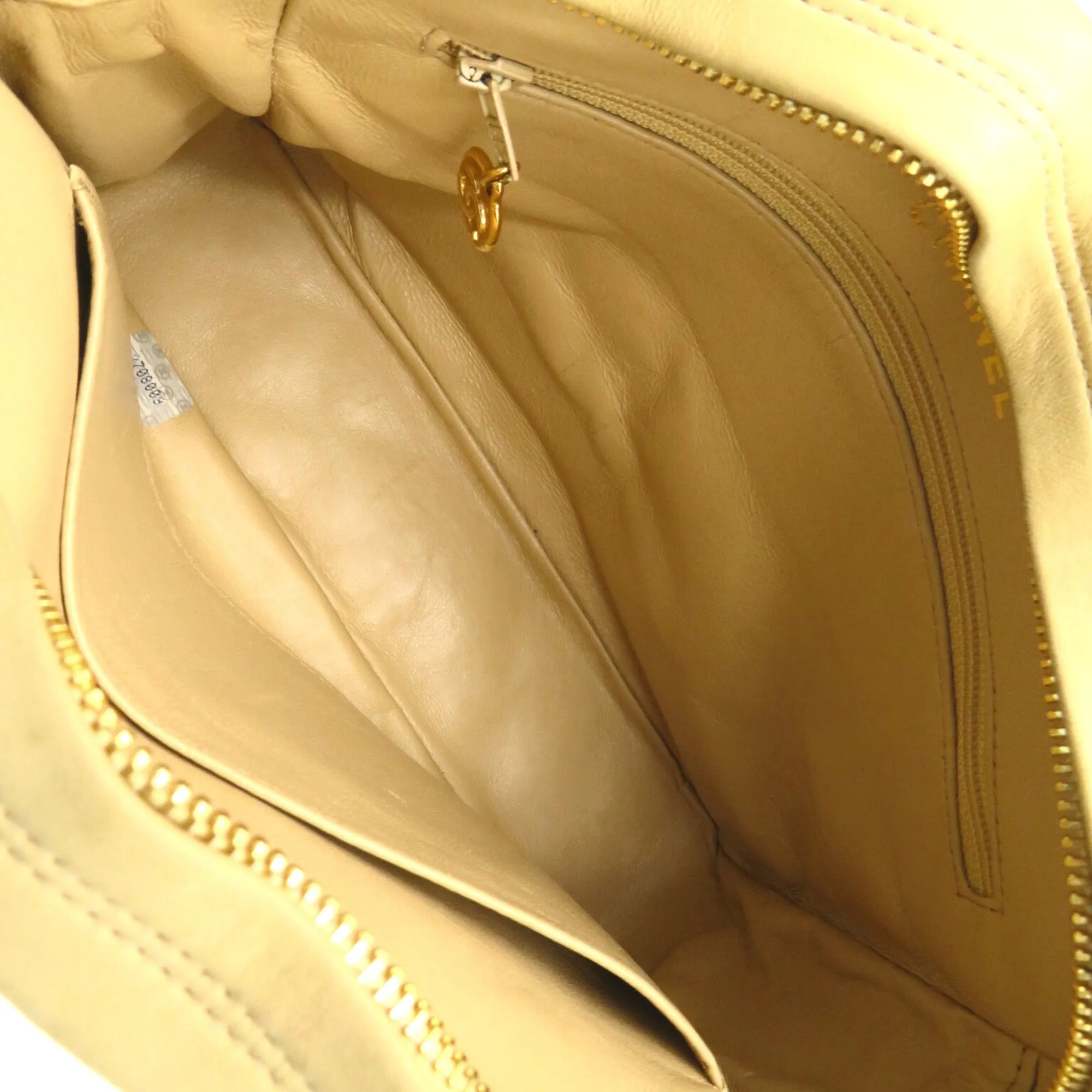 CHANEL ChainShoulder with fringe Beige Lambskin (sheep leather)