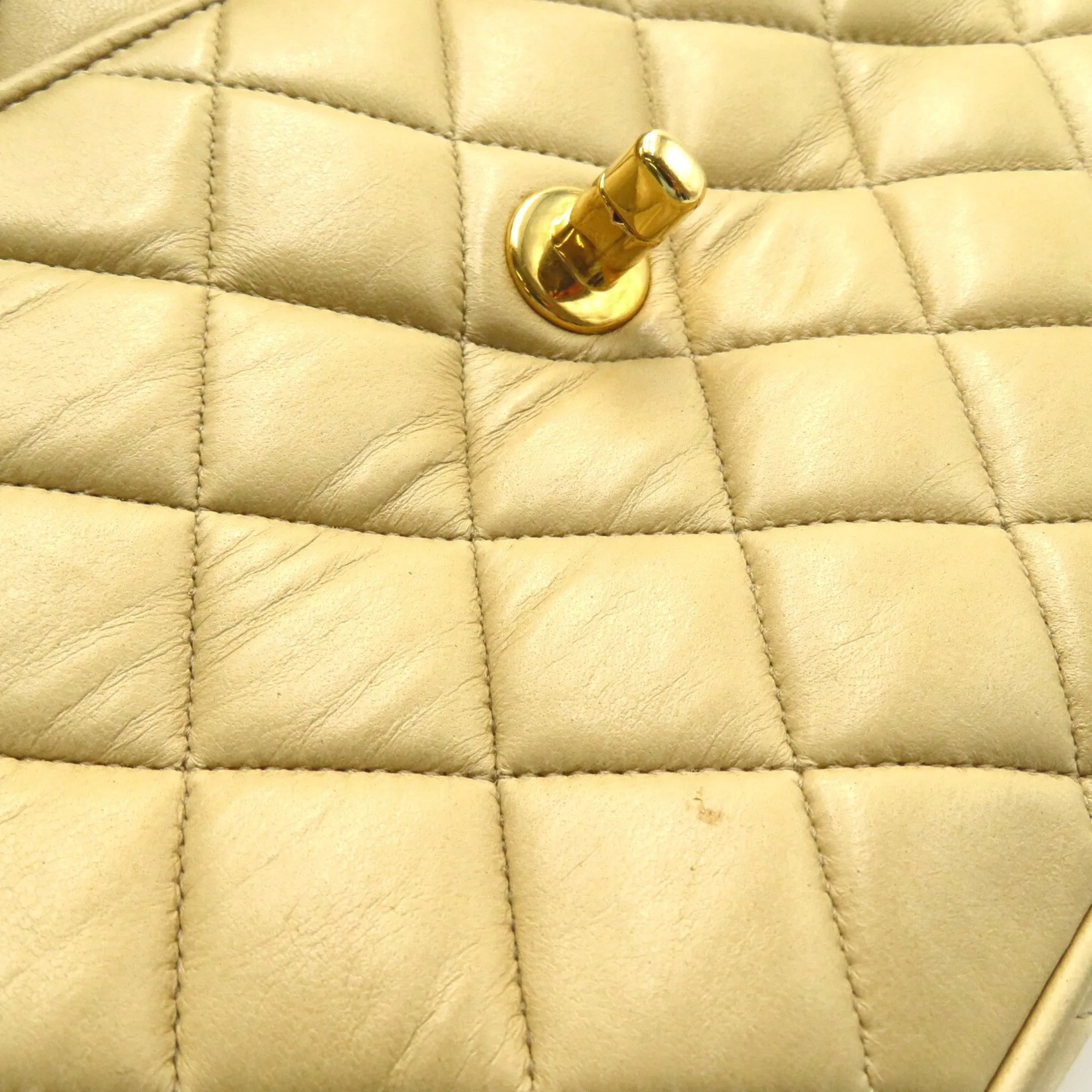 CHANEL ChainShoulder with fringe Beige Lambskin (sheep leather)