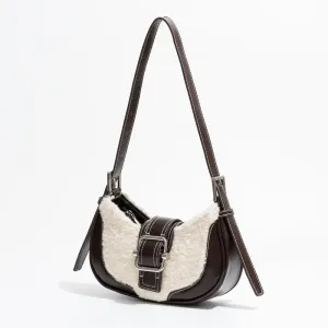 Chic Leather Half Moon Shoulder Hobo Bag