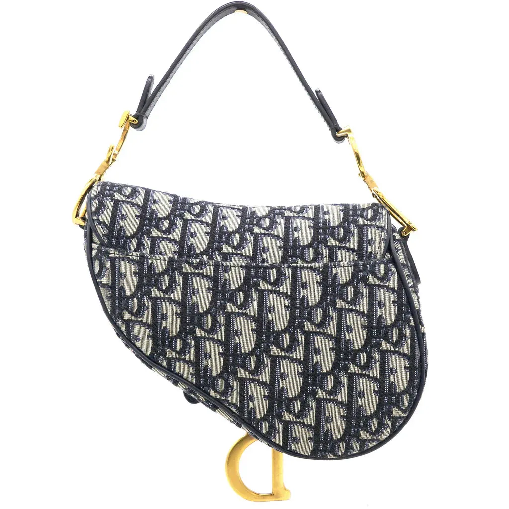 CHRISTIAN DIOR Oblique Mini Saddle Bag Blue