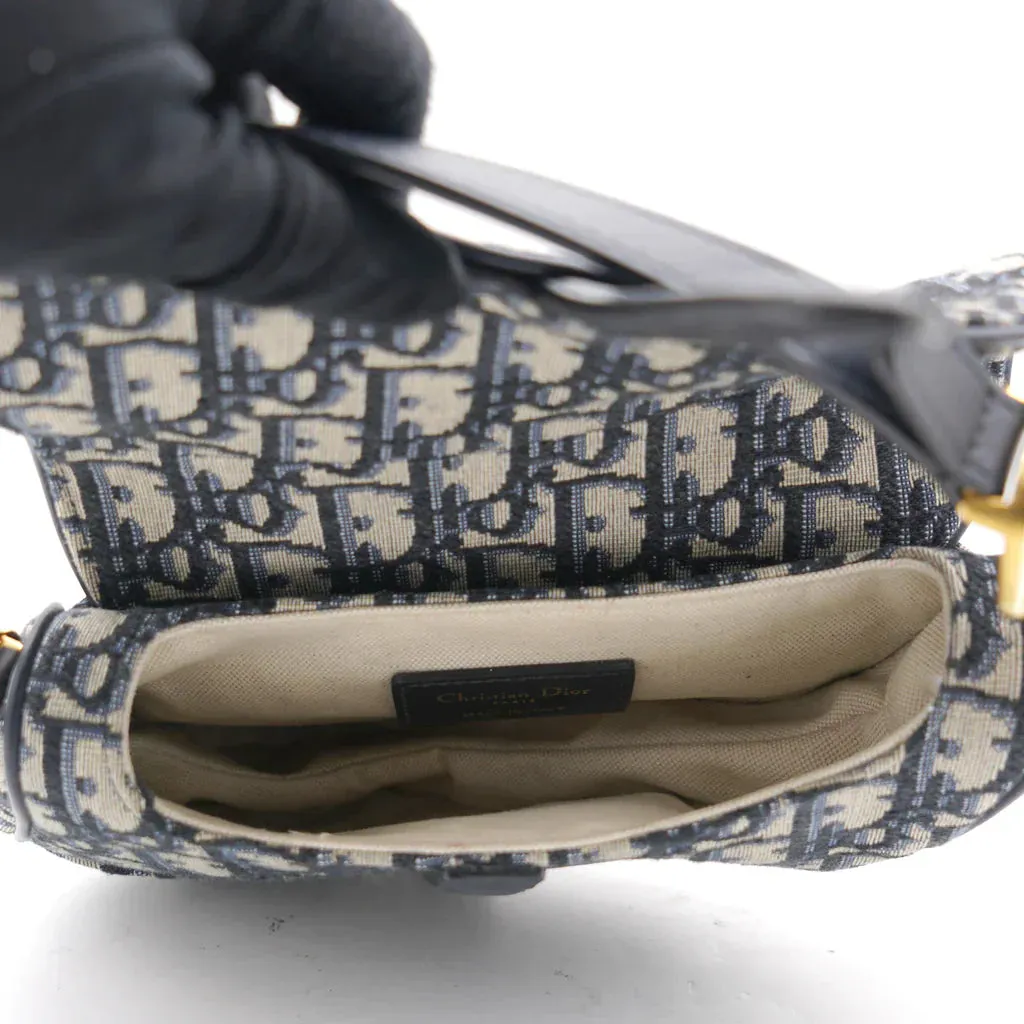 CHRISTIAN DIOR Oblique Mini Saddle Bag Blue