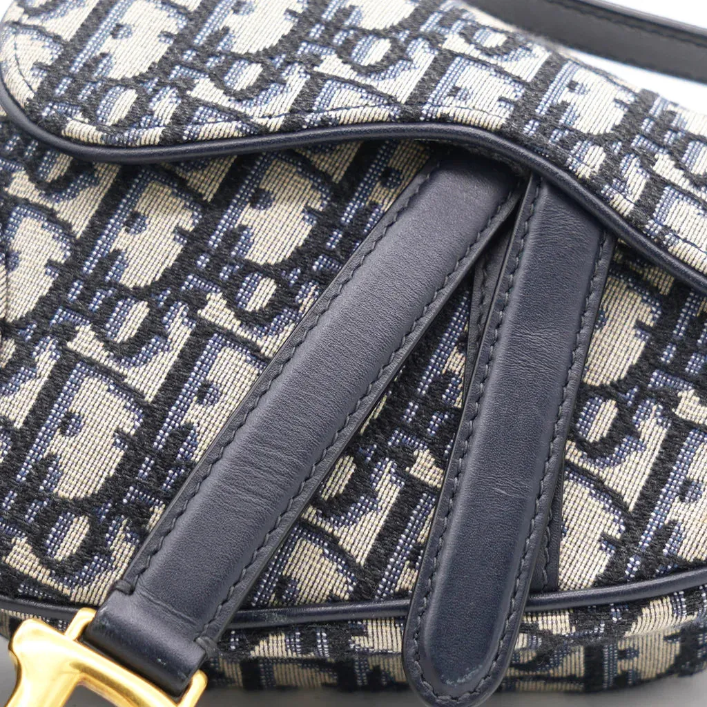 CHRISTIAN DIOR Oblique Mini Saddle Bag Blue
