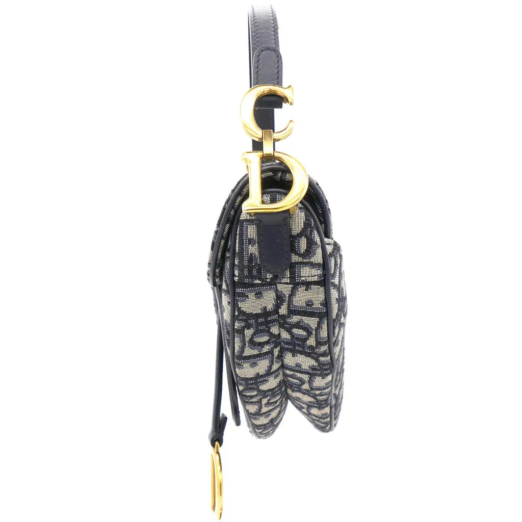 CHRISTIAN DIOR Oblique Mini Saddle Bag Blue