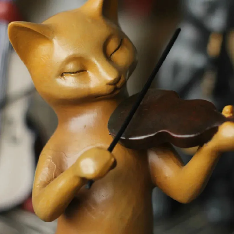 Country Cat Band Three-Piece Suit Animal Sculpture