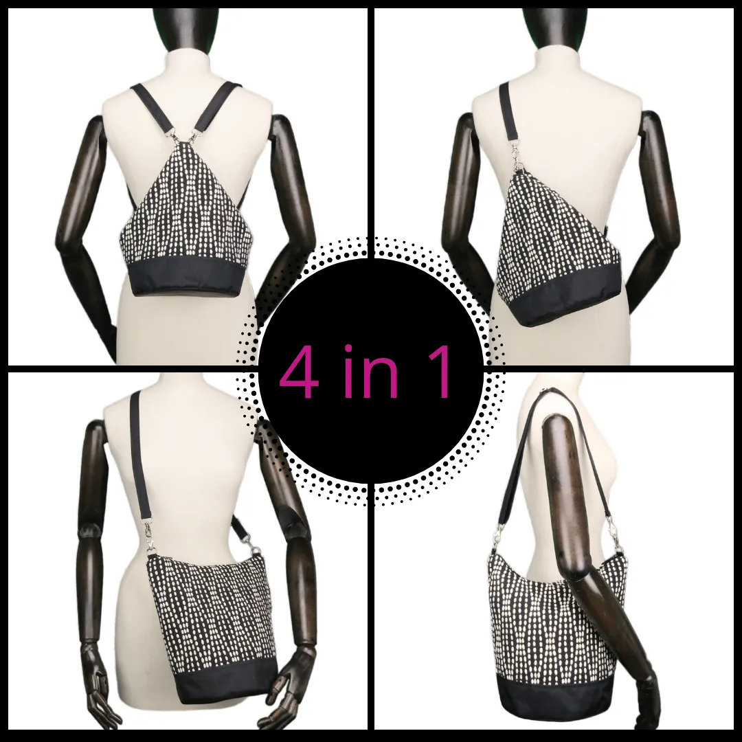 Daisy | Dark Grey Nylon | Convertible Backpack Purse