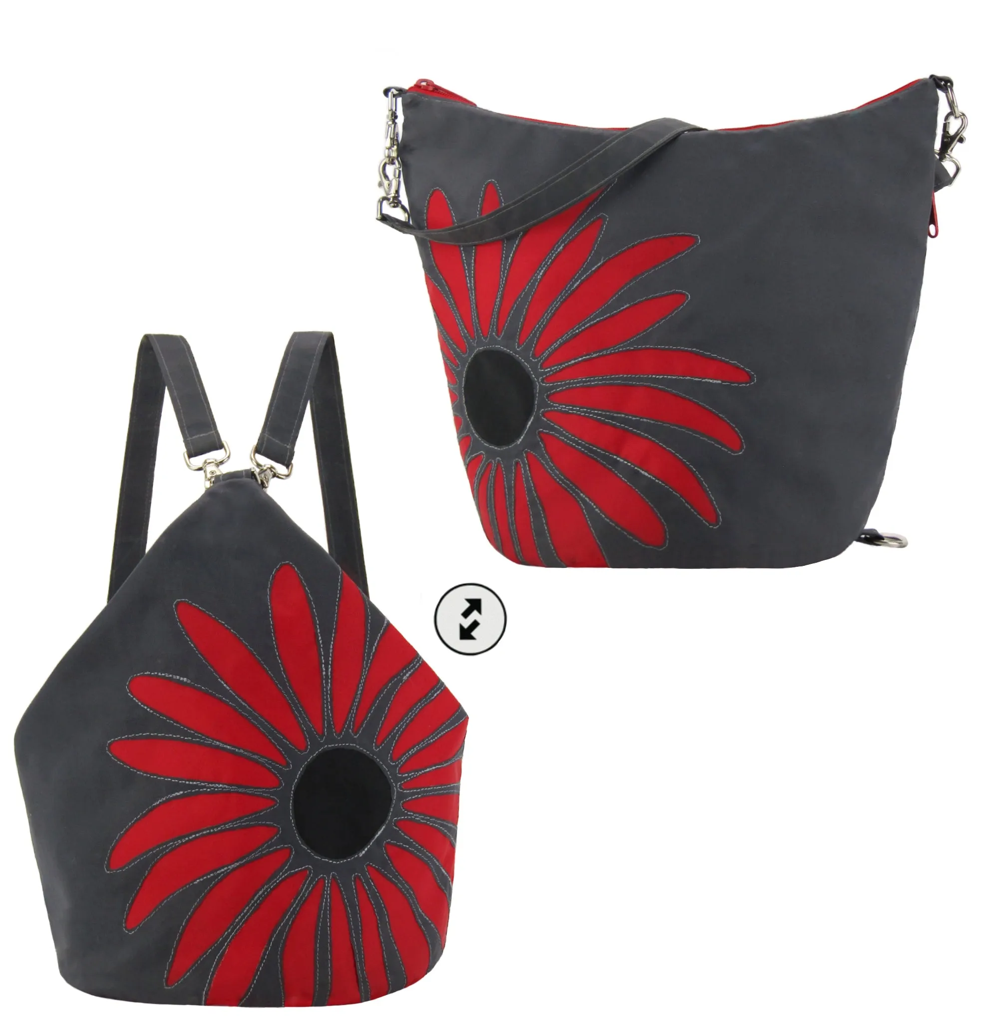 Daisy | Dark Grey Nylon | Convertible Backpack Purse