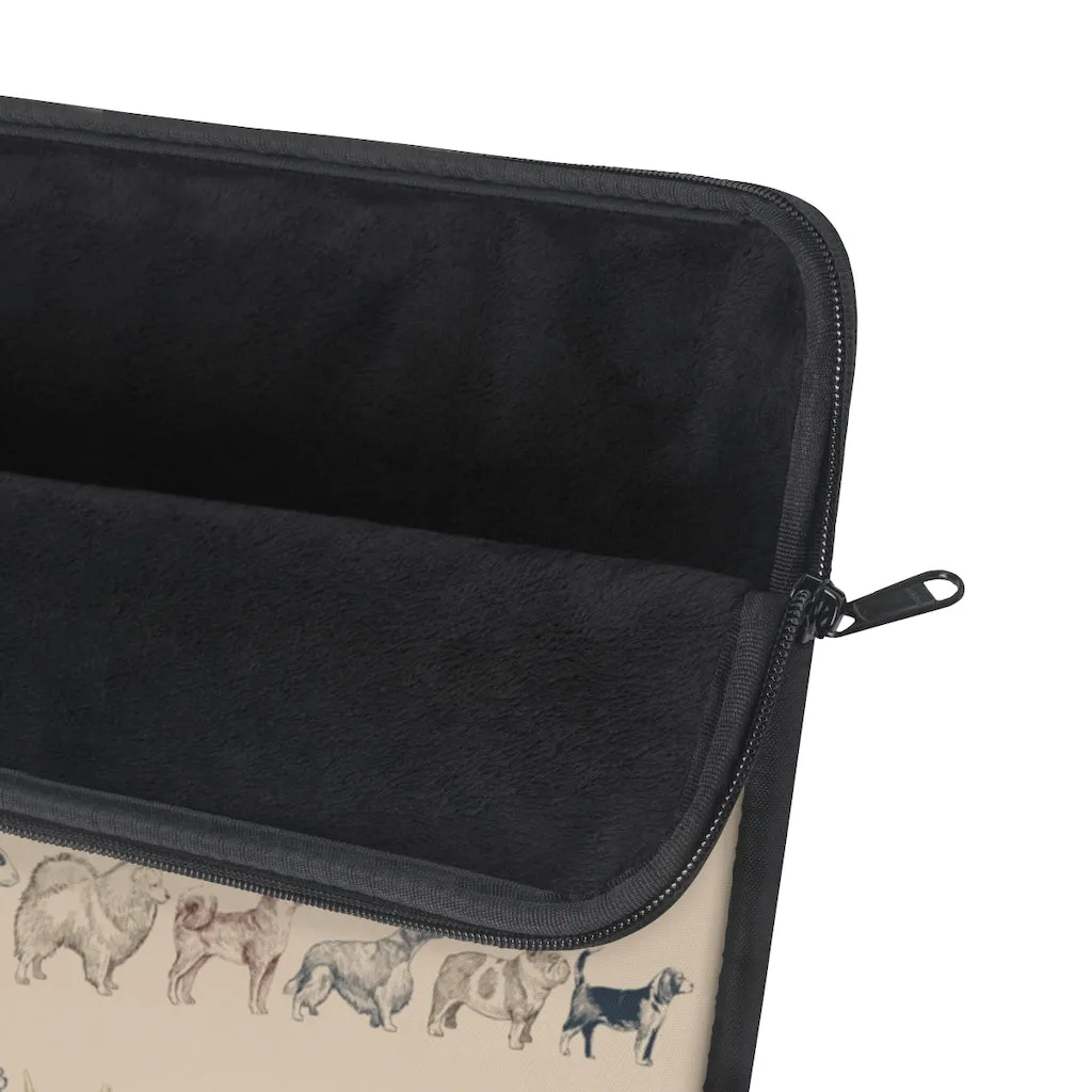 Dog Breeds Laptop Sleeve Case, Brown MacBook Pro 12 13 Air 15 inch Tablet Canvas Skin Bag Zipper Cover