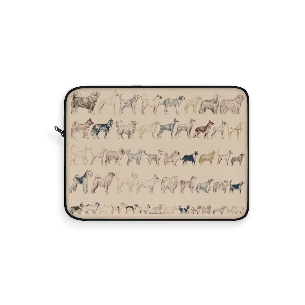 Dog Breeds Laptop Sleeve Case, Brown MacBook Pro 12 13 Air 15 inch Tablet Canvas Skin Bag Zipper Cover