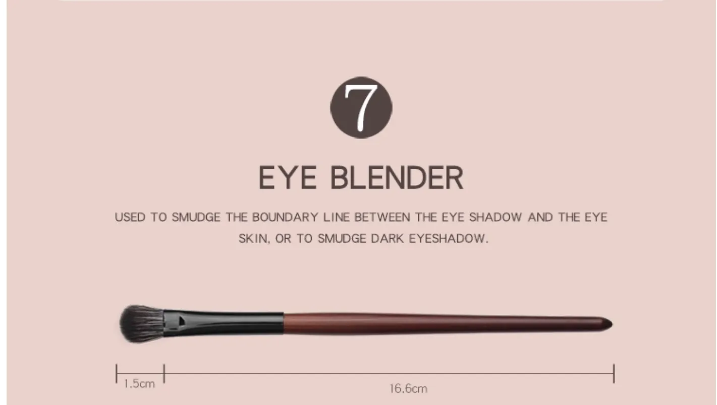 Eye Makeup Brushes Set Wooden Handle Brush Set (7 piece collection with bag)