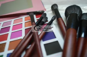 Eye Makeup Brushes Set Wooden Handle Brush Set (7 piece collection with bag)