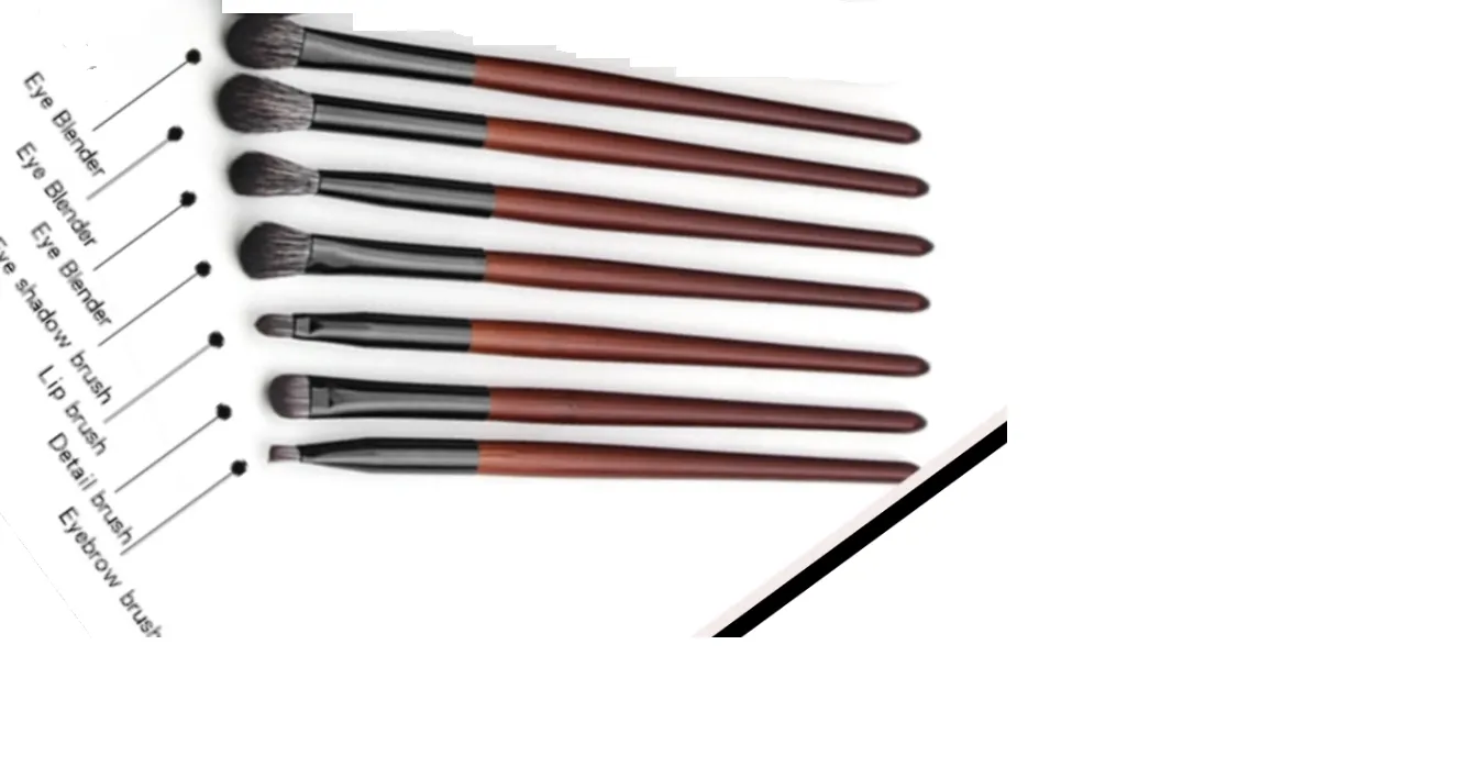 Eye Makeup Brushes Set Wooden Handle Brush Set (7 piece collection with bag)