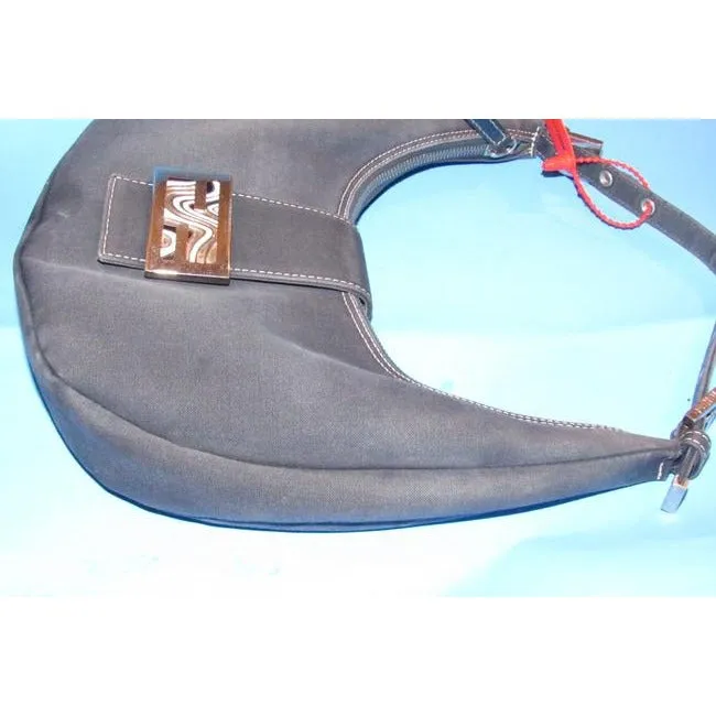 Fendi Limited Edition Baguette Shoulder Heavy Dark Rinse Denim Fabric And Leather Hobo Bag