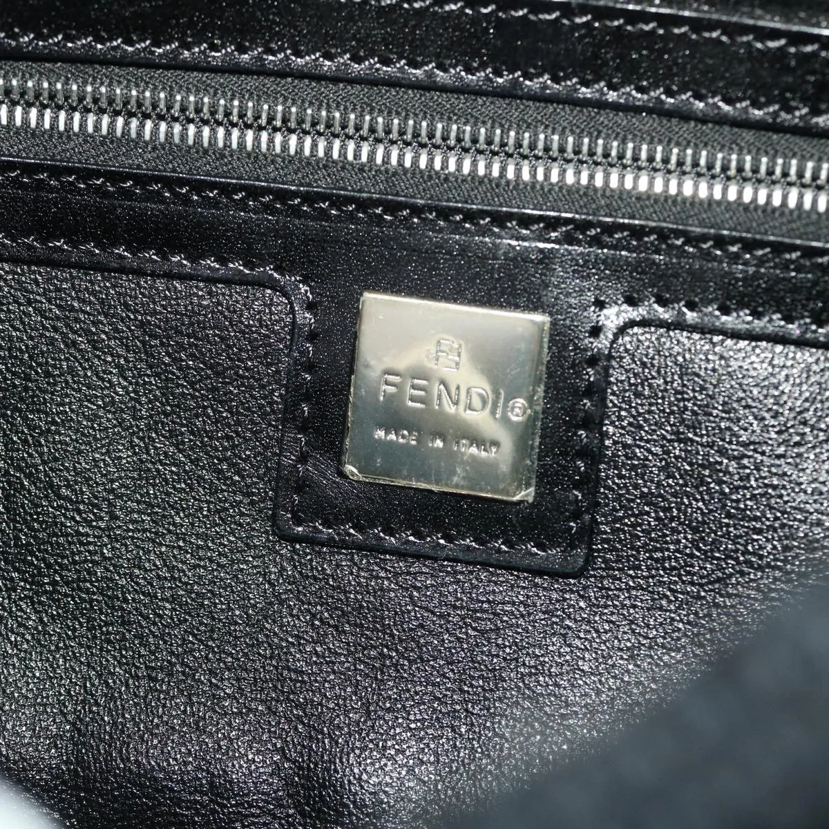 FENDI Mamma Baguette Shoulder Bag Wool Black  49783