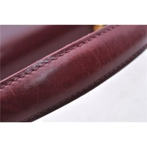 Gucci burgundy top handle Kelly bag w blue lapis clasp & wallet