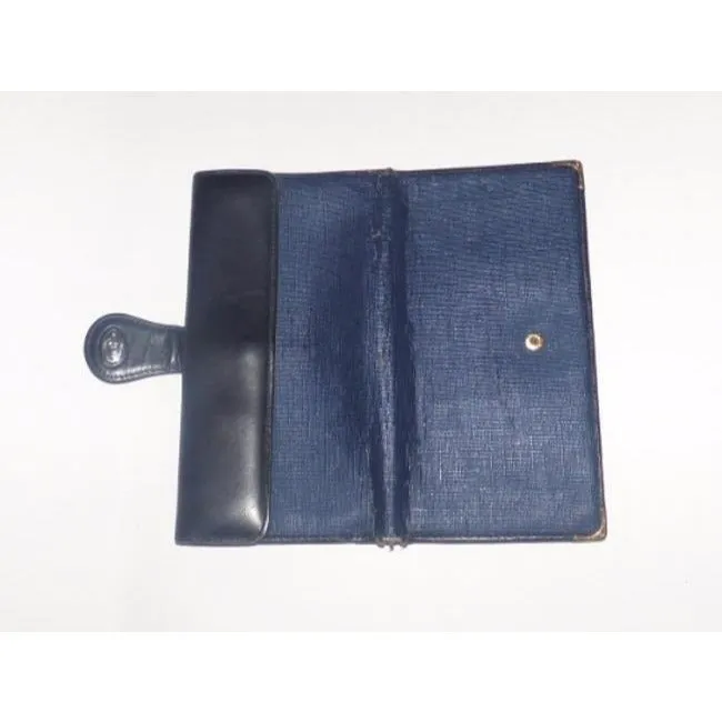 Gucci Navy Coated Canvas Leather Vintage Wallet