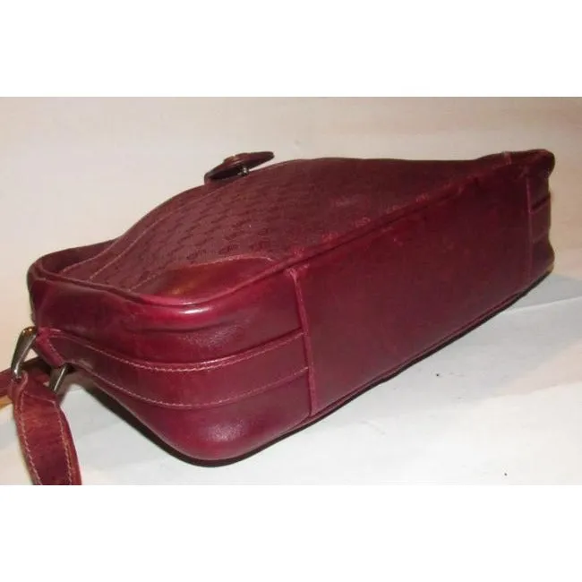 Gucci Vintage Gg Burgundy Small G Logo Canvas And Burgundy Leather