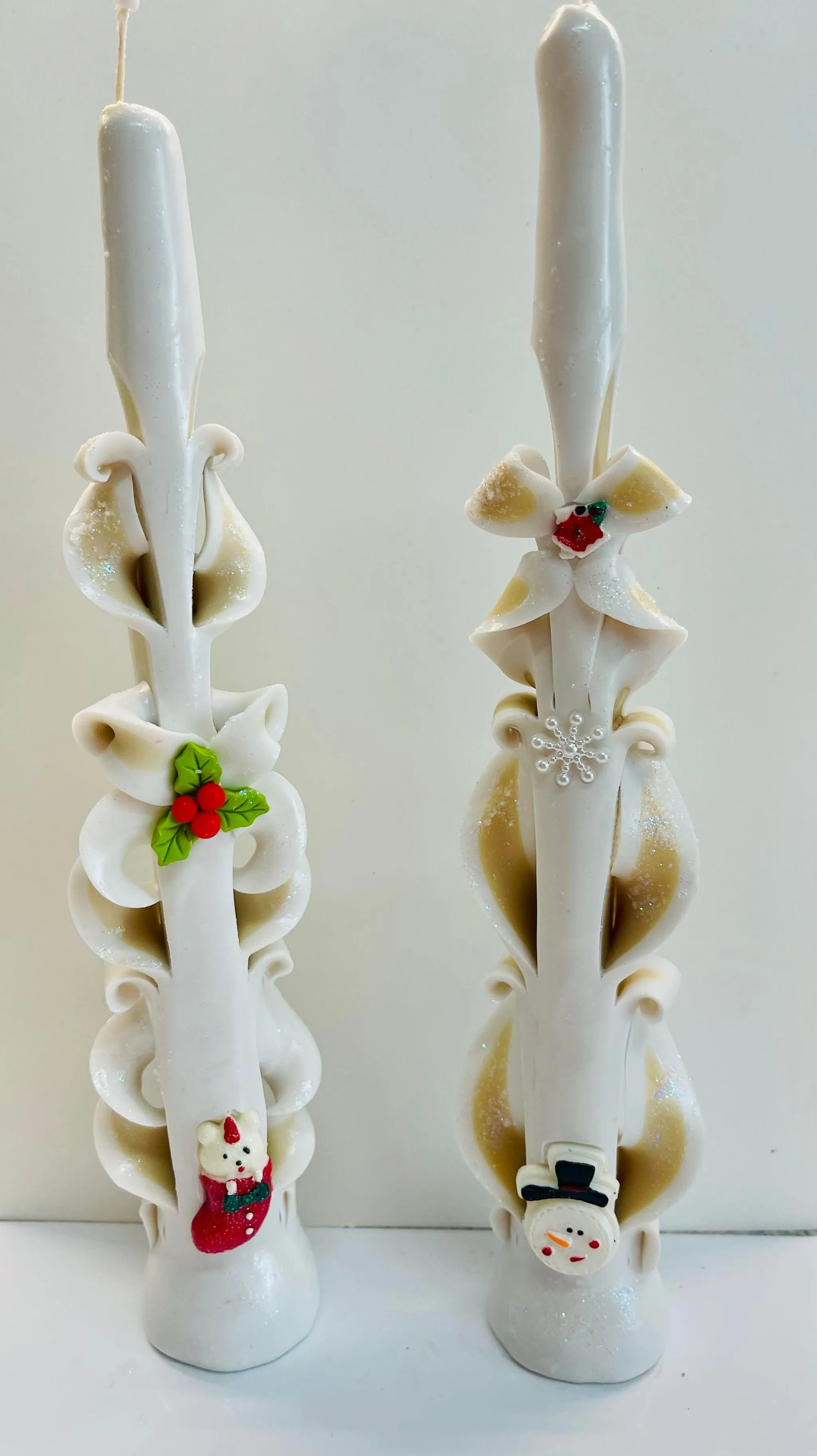 Handmade Tapper Carved Candles- Christmas Design