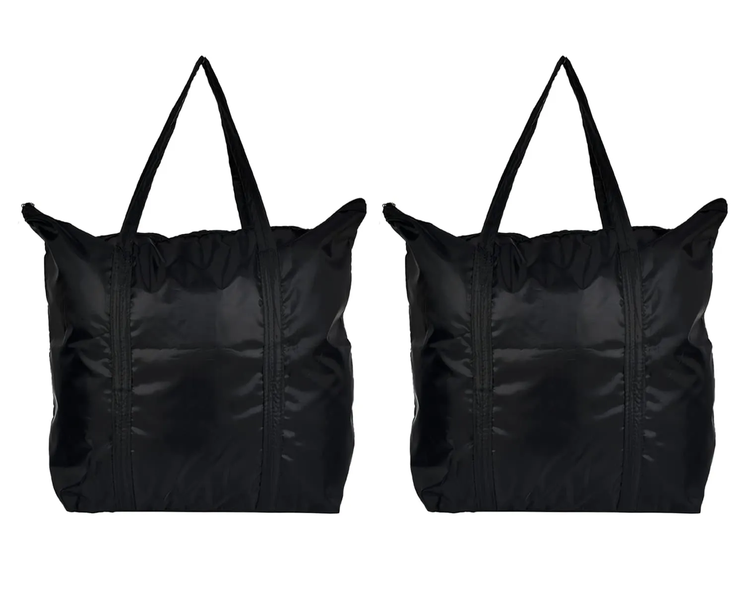 Heart Home Multiuses Polyster Storage Bag, Shopping Bag, Tote Bag, Cloth Bag With 1 Small Pocket & Handle - Pack of 2 (Black)-47HH01251
