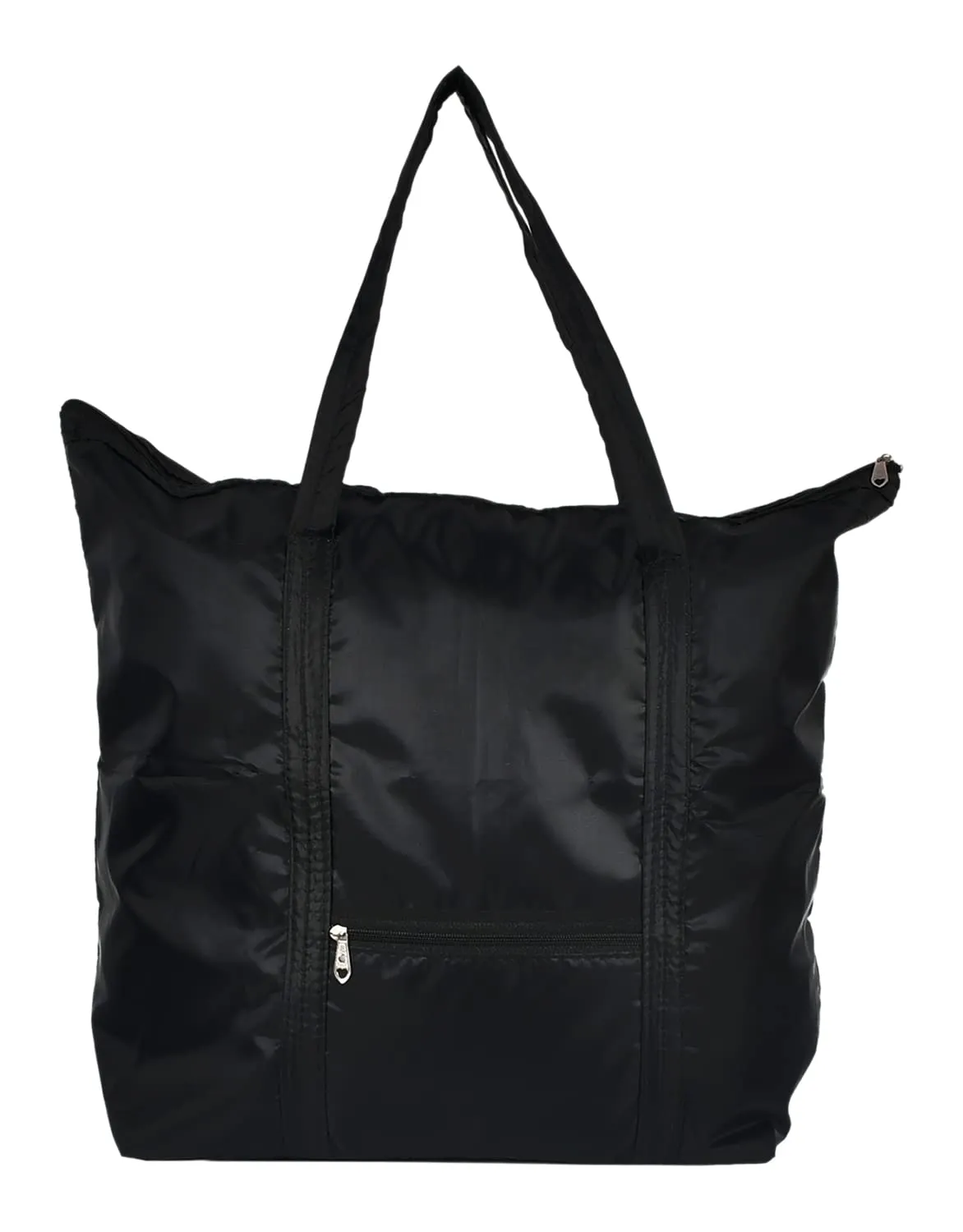 Heart Home Multiuses Polyster Storage Bag, Shopping Bag, Tote Bag, Cloth Bag With 1 Small Pocket & Handle - Pack of 2 (Black)-47HH01251