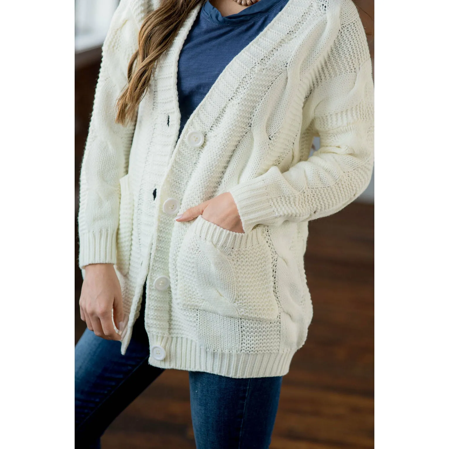 Intricately Detailed Knit Tunic Cardigan