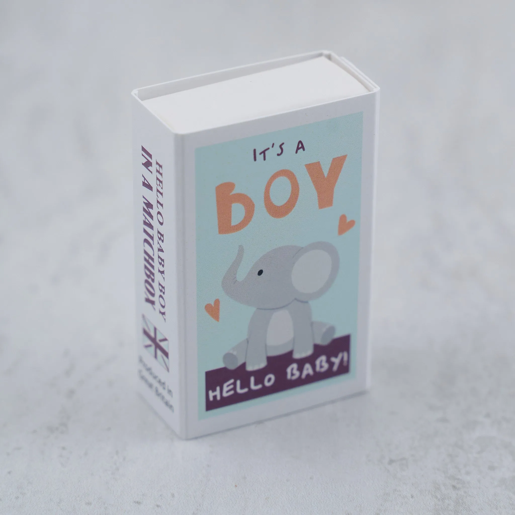 It’s A Boy Wool Felt Elephant In A Matchbox