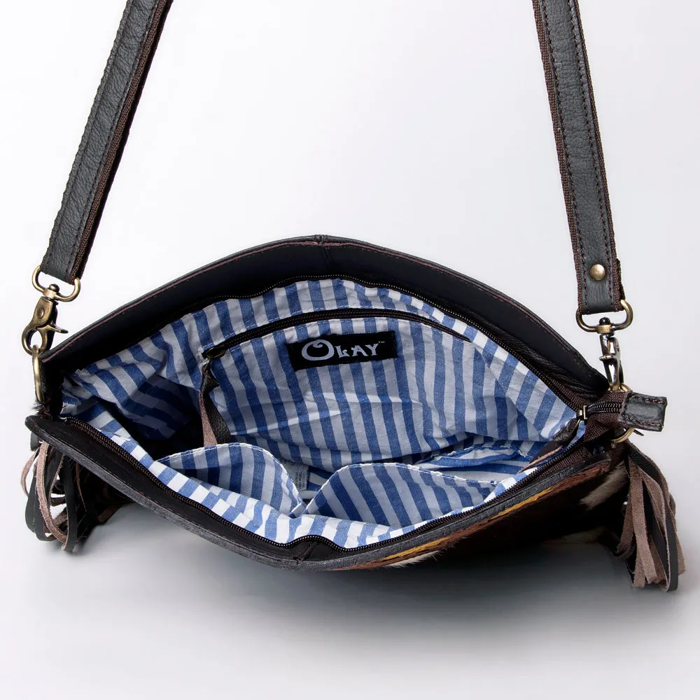 KBA101 - KBA101 -CROSS BODY Hand Tooled Saddle Leather and Upcycled Canvas Ladies Bag 13x16 KBA101 -