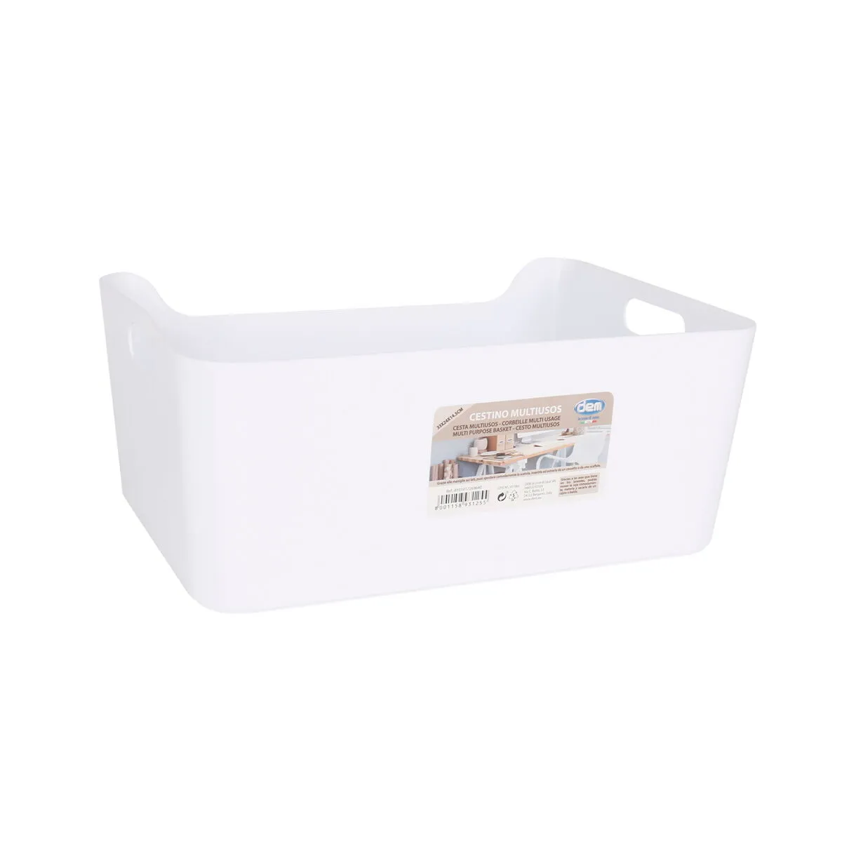 Multi-purpose basket Dem White 33 x 24 x 14,5 cm (12 Units)