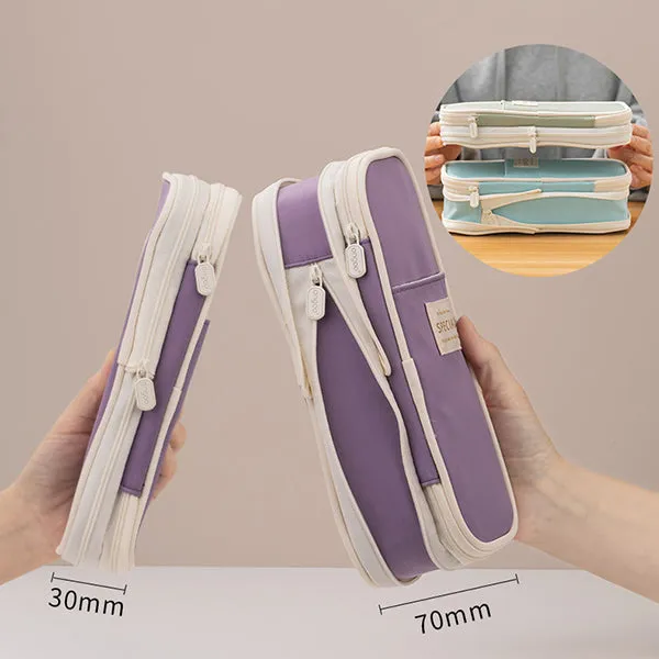 Pastel Zippered Large Foldable Pencil Case