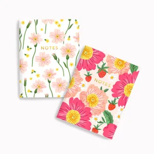 Strawberry Peonies   Lottie Floral Pocket Notebook Set
