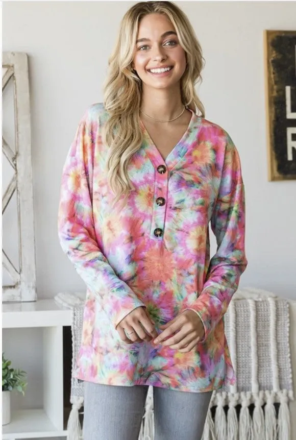 Tie Dye Long Sleeve Top - #7811-7816