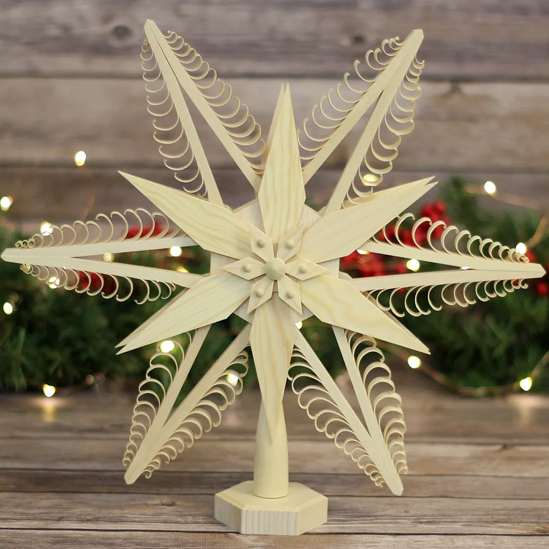 Tree Topper - Wood Chip Star Poinsettia