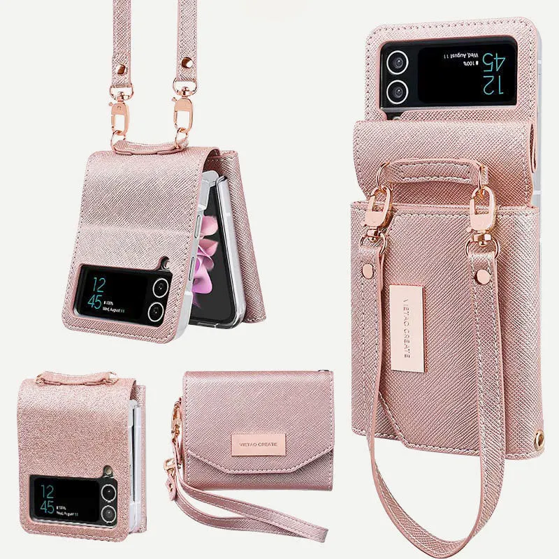 Wallet for Women Leather Samsung Galaxy Z Flip 4 Foldable Phone Case